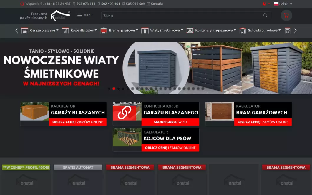Konstal - producent  garaży blaszanych i bram garażowych - podgląd