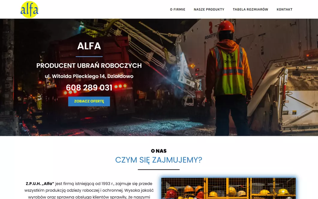Sklep z odzieżą roboczą Alfa - podgląd