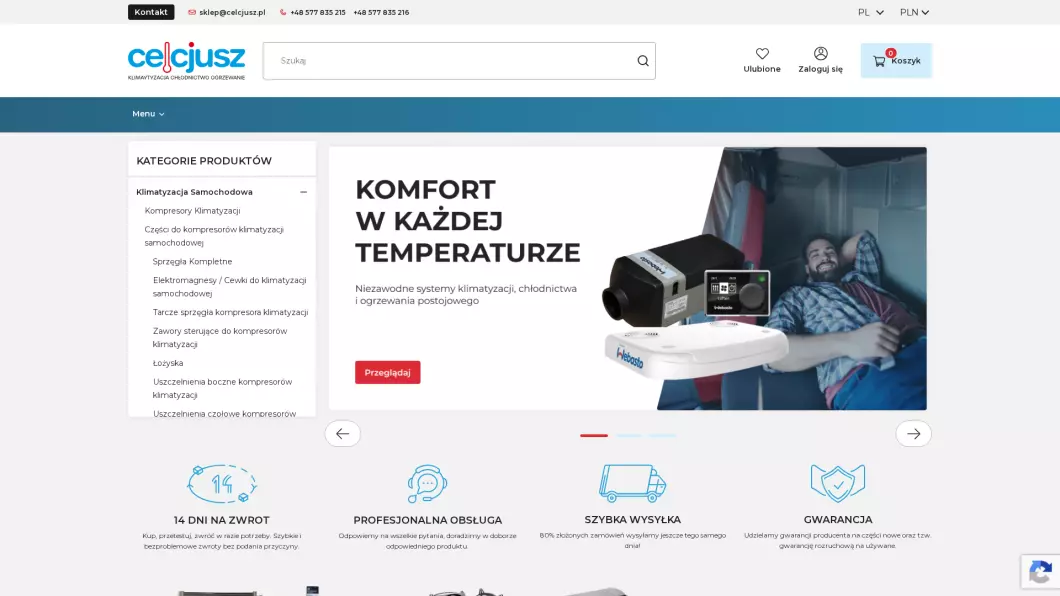 Części do klimatyzacji samochodowej | Sklep internetowy Sklepcelcjusz.pl - podgląd